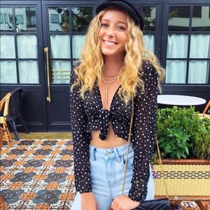 Urban outfitters black and white polka top sheer